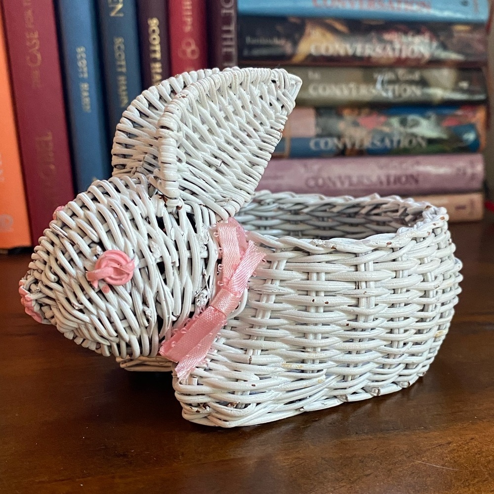 Avon Hand Woven Miniature Wicker Bunny Basket from Edible Expressions Collection